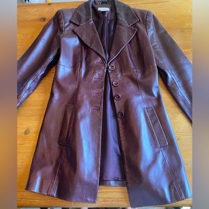 gorgeous burgundy leather Bebe vintage jacket